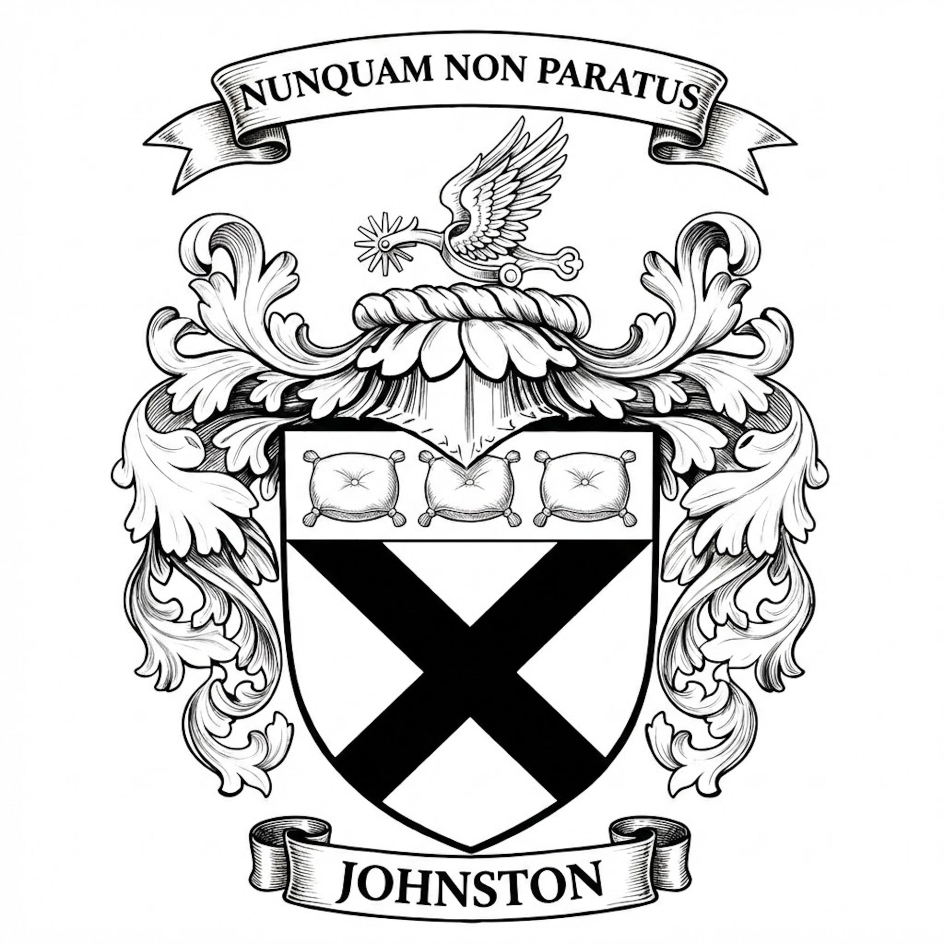 The Johnston Family Coat of Arms digital download: Includes Color PNG, B&W PNG, and SVG vector files