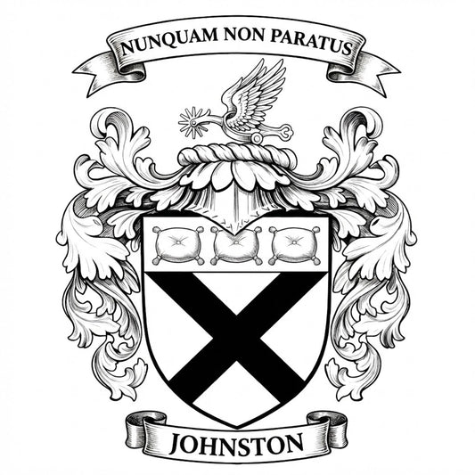 The Johnston Family Coat of Arms digital download: Includes Color PNG, B&W PNG, and SVG vector files