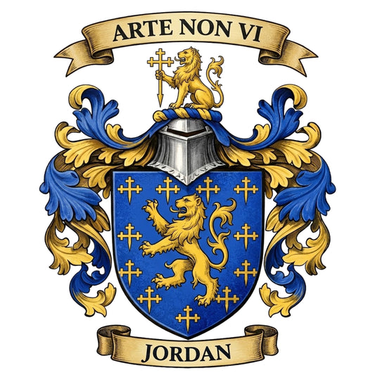 The Jordan Family Coat of Arms digital download: Includes Color PNG, B&W PNG, and SVG vector files