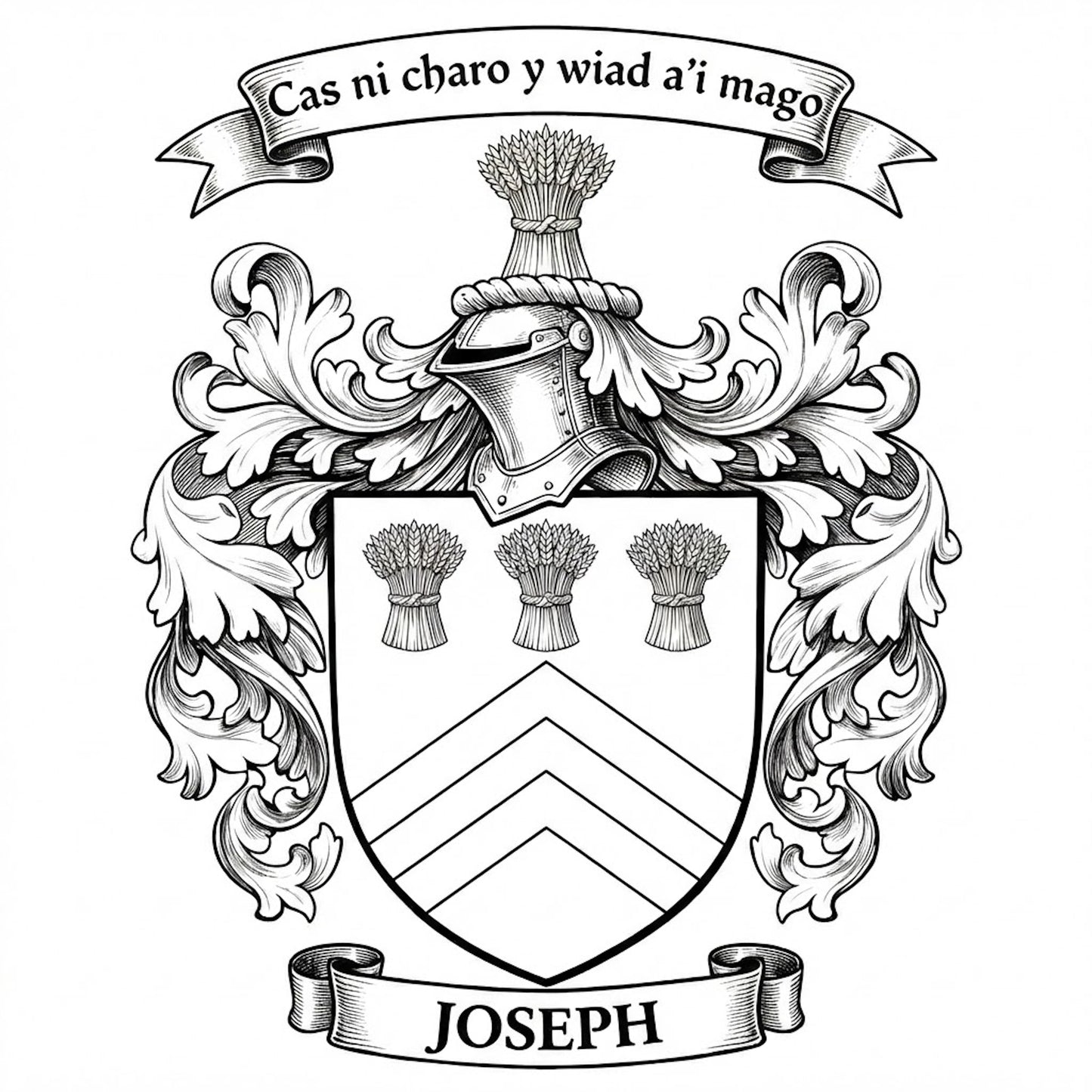 The Joseph Family Coat of Arms digital download: Includes Color PNG, B&W PNG, and SVG vector files