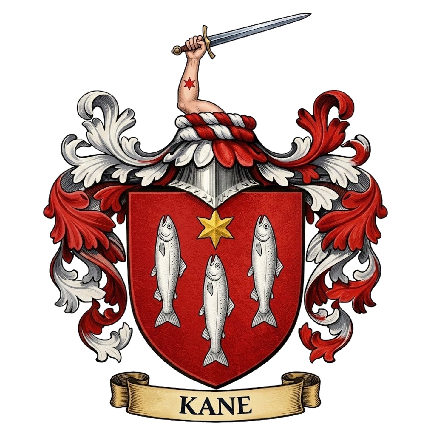 The Kane Family Coat of Arms digital download: Includes Color PNG, B&W PNG, and SVG vector files