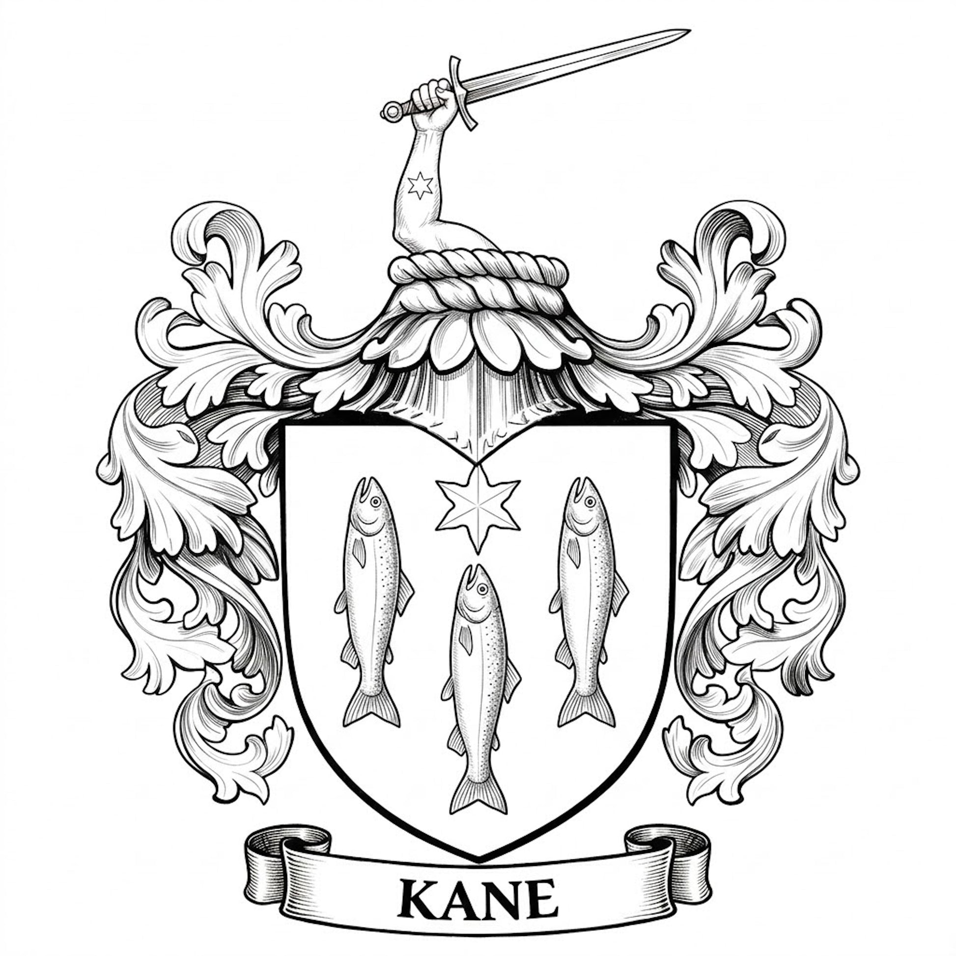 The Kane Family Coat of Arms digital download: Includes Color PNG, B&W PNG, and SVG vector files