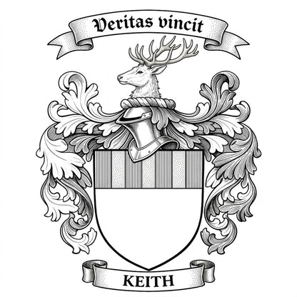 The Keith Family Coat of Arms digital download: Includes Color PNG, B&W PNG, and SVG vector files