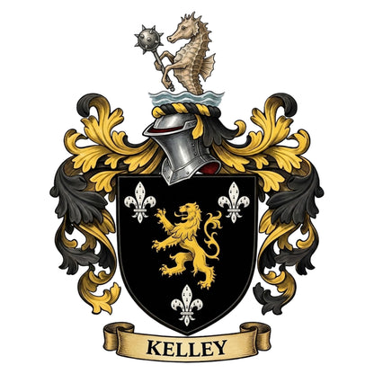 The Kelley Family Coat of Arms digital download: Includes Color PNG, B&W PNG, and SVG vector files