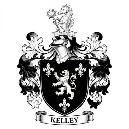 The Kelley Family Coat of Arms digital download: Includes Color PNG, B&W PNG, and SVG vector files