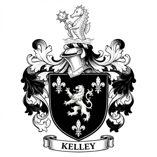 The Kelley Family Coat of Arms digital download: Includes Color PNG, B&W PNG, and SVG vector files