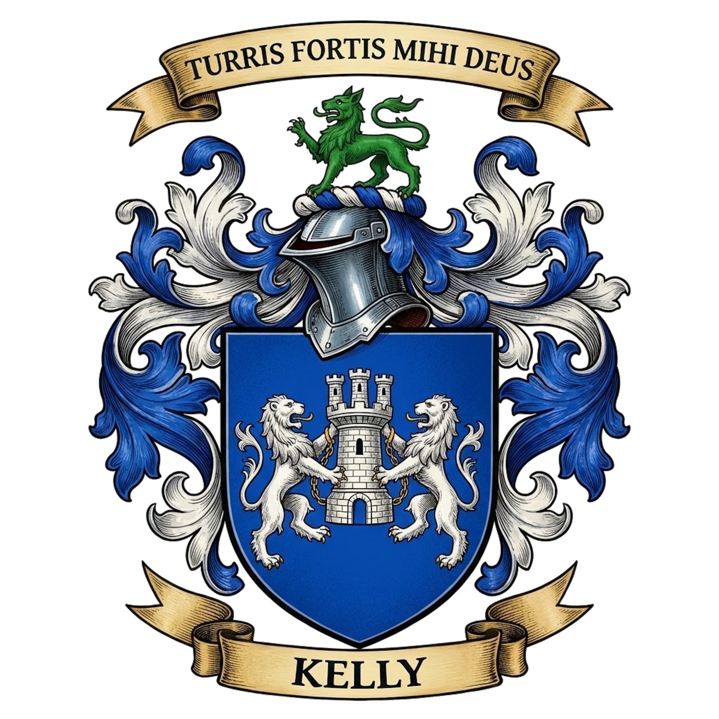 The Kelly Family Coat of Arms digital download: Includes Color PNG, B&W PNG, and SVG vector files
