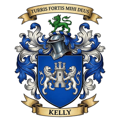 The Kelly Family Coat of Arms digital download: Includes Color PNG, B&W PNG, and SVG vector files