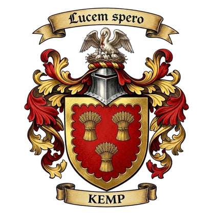 The Kemp Family Coat of Arms digital download: Includes Color PNG, B&W PNG, and SVG vector files