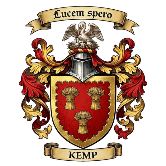 The Kemp Family Coat of Arms digital download: Includes Color PNG, B&W PNG, and SVG vector files