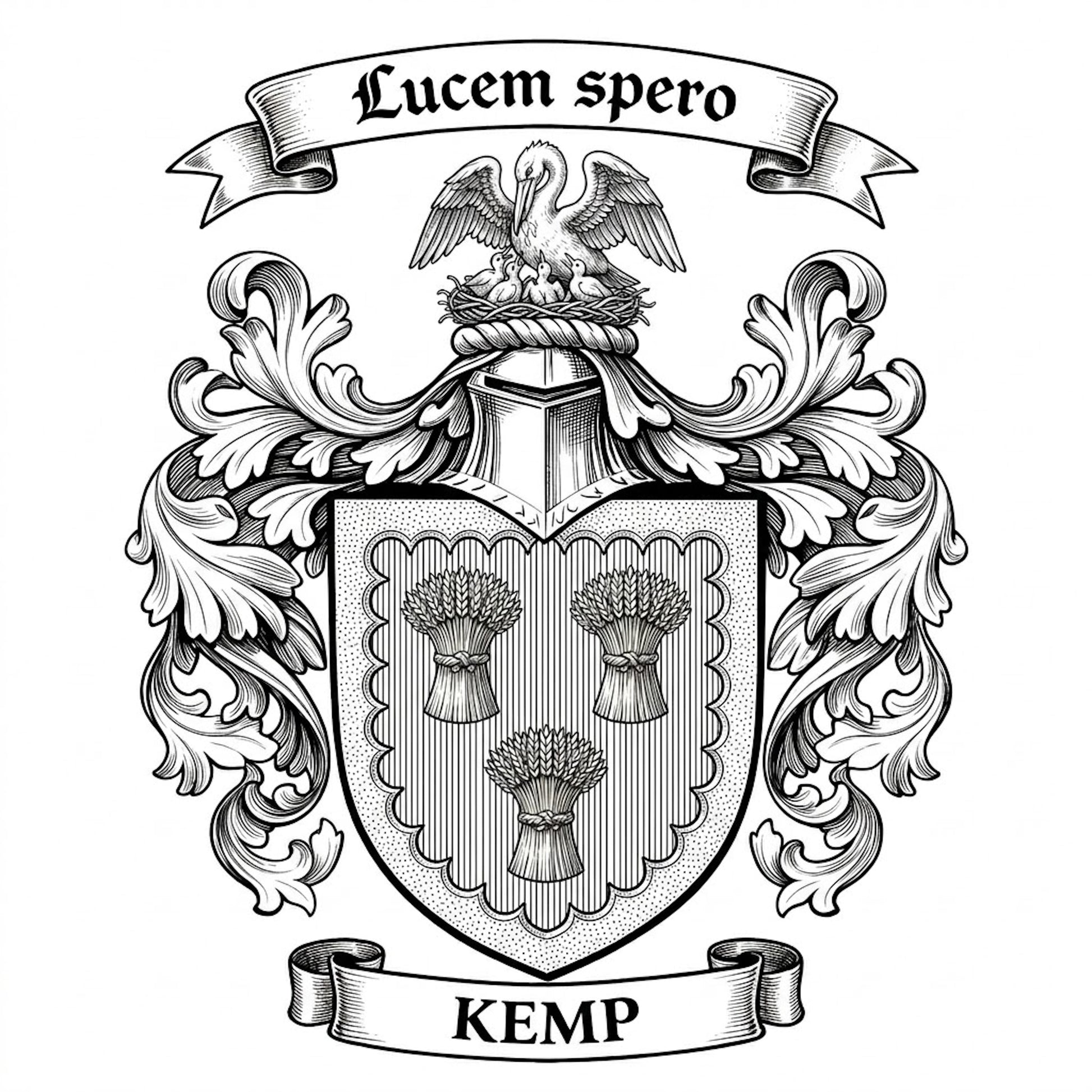 The Kemp Family Coat of Arms digital download: Includes Color PNG, B&W PNG, and SVG vector files