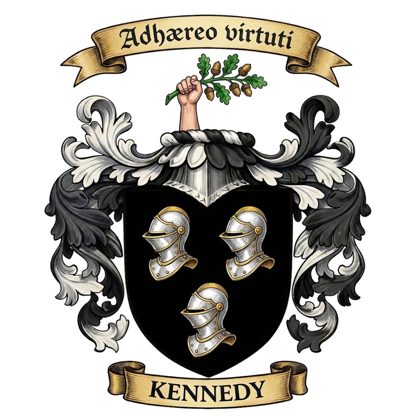 The Kennedy Family Coat of Arms digital download: Includes Color PNG, B&W PNG, and SVG vector files