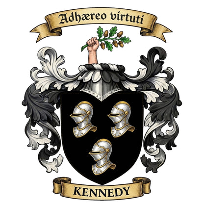 The Kennedy Family Coat of Arms digital download: Includes Color PNG, B&W PNG, and SVG vector files