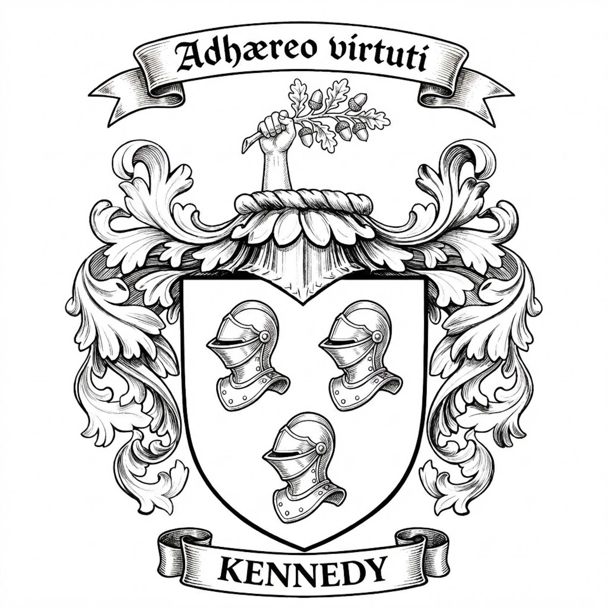 The Kennedy Family Coat of Arms digital download: Includes Color PNG, B&W PNG, and SVG vector files