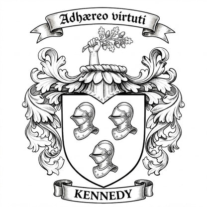 The Kennedy Family Coat of Arms digital download: Includes Color PNG, B&W PNG, and SVG vector files