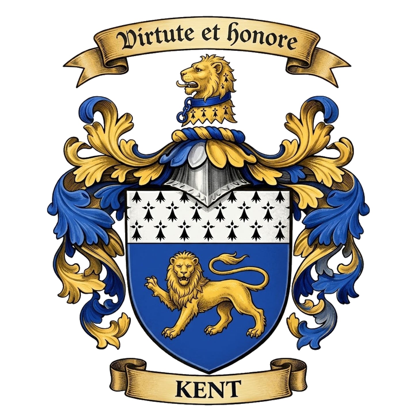 The Kent Family Coat of Arms digital download: Includes Color PNG, B&W PNG, and SVG vector files