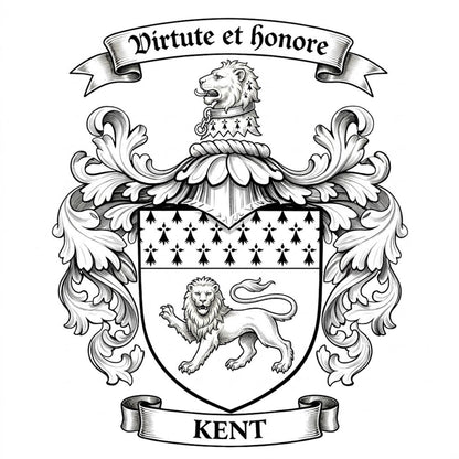 The Kent Family Coat of Arms digital download: Includes Color PNG, B&W PNG, and SVG vector files