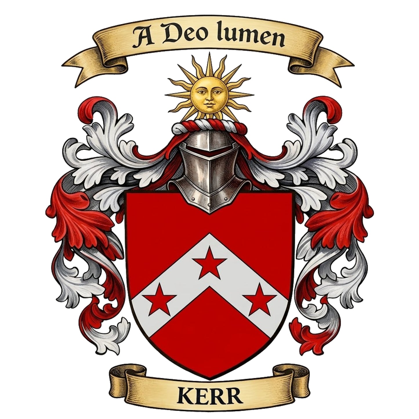 The Kerr Family Coat of Arms digital download: Includes Color PNG, B&W PNG, and SVG vector files