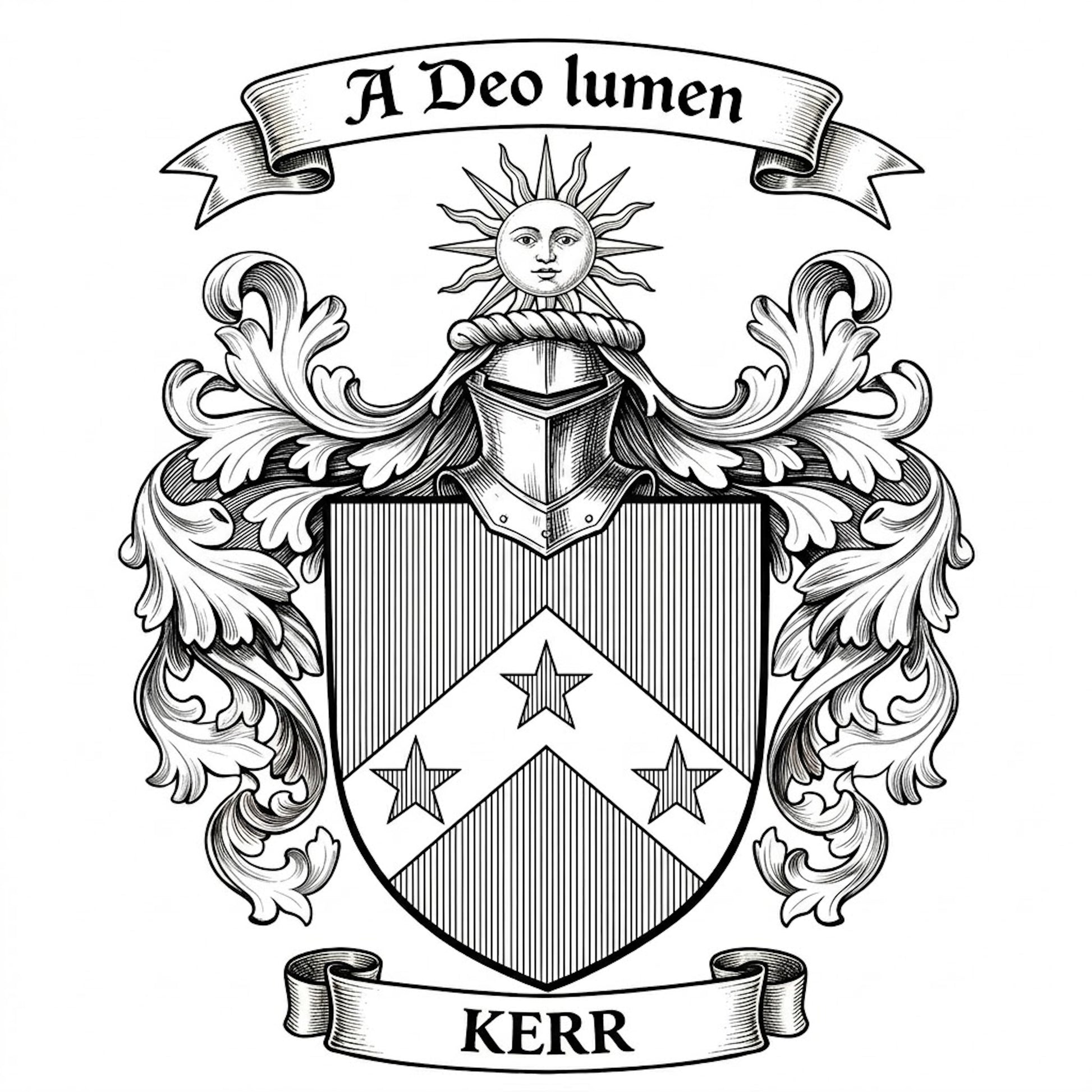 The Kerr Family Coat of Arms digital download: Includes Color PNG, B&W PNG, and SVG vector files