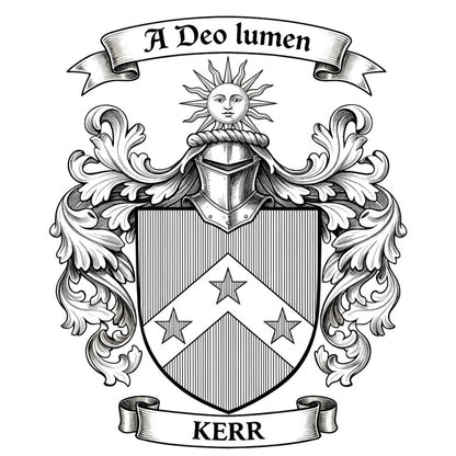 The Kerr Family Coat of Arms digital download: Includes Color PNG, B&W PNG, and SVG vector files