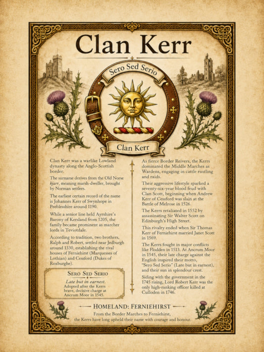 Scottish Clan Kerr Heritage Poster - Instant Digital Download digital download: Includes Color PNG, B&W PNG, and SVG vector files