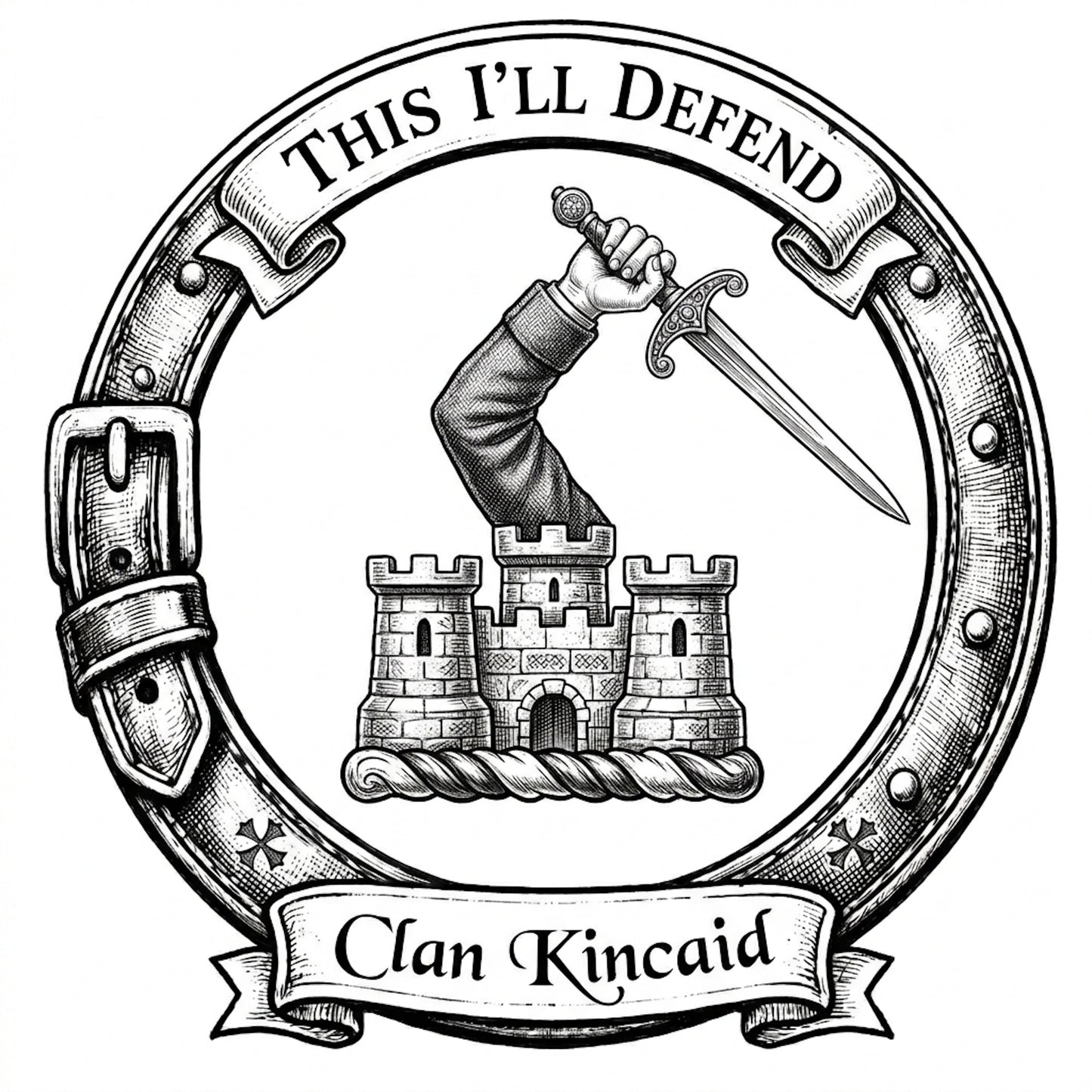 Clan Kincaid Crest digital download: Includes Color PNG, B&W PNG, and SVG vector files