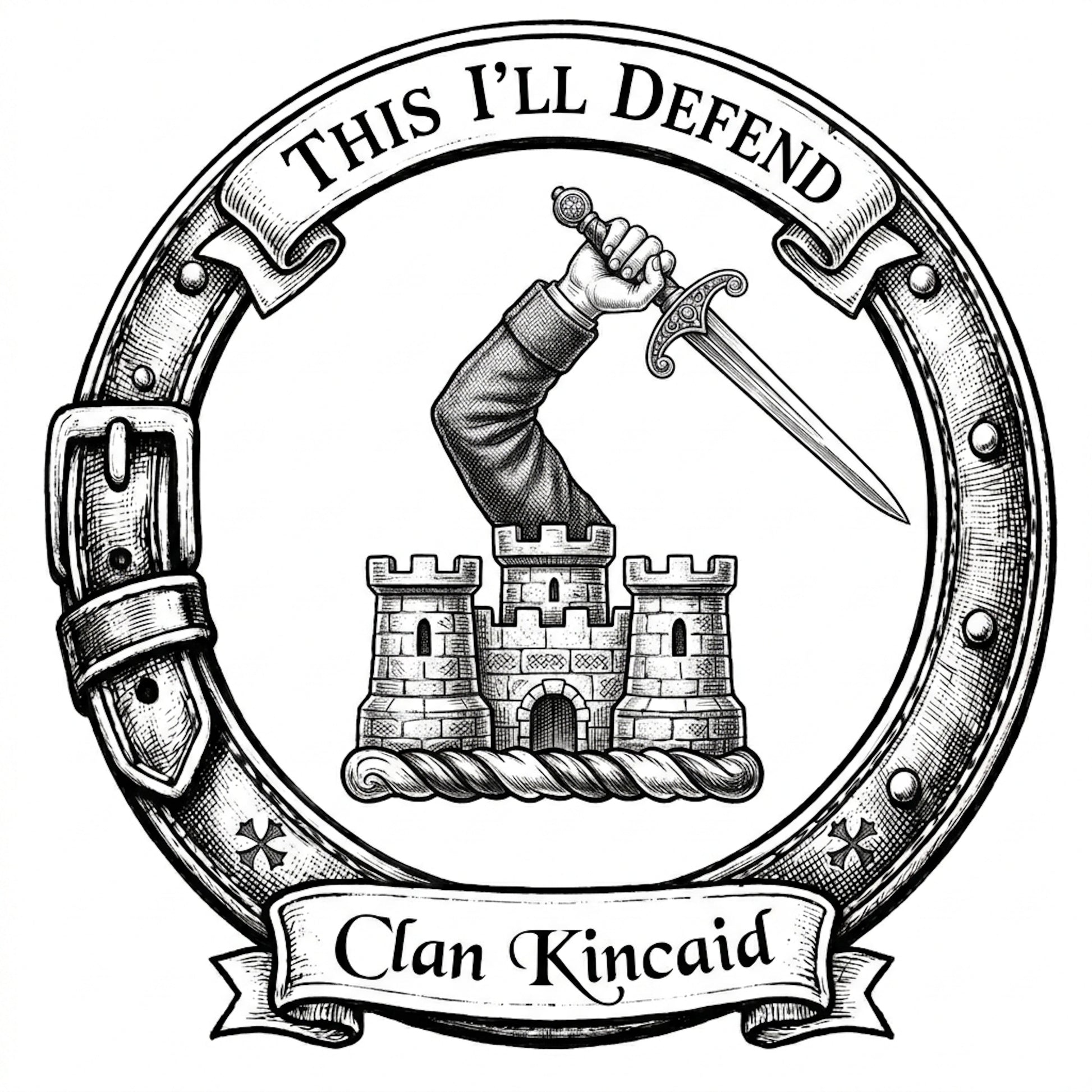 Clan Kincaid Crest digital download: Includes Color PNG, B&W PNG, and SVG vector files