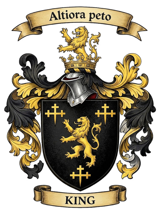 The King Family Coat of Arms digital download: Includes Color PNG, B&W PNG, and SVG vector files