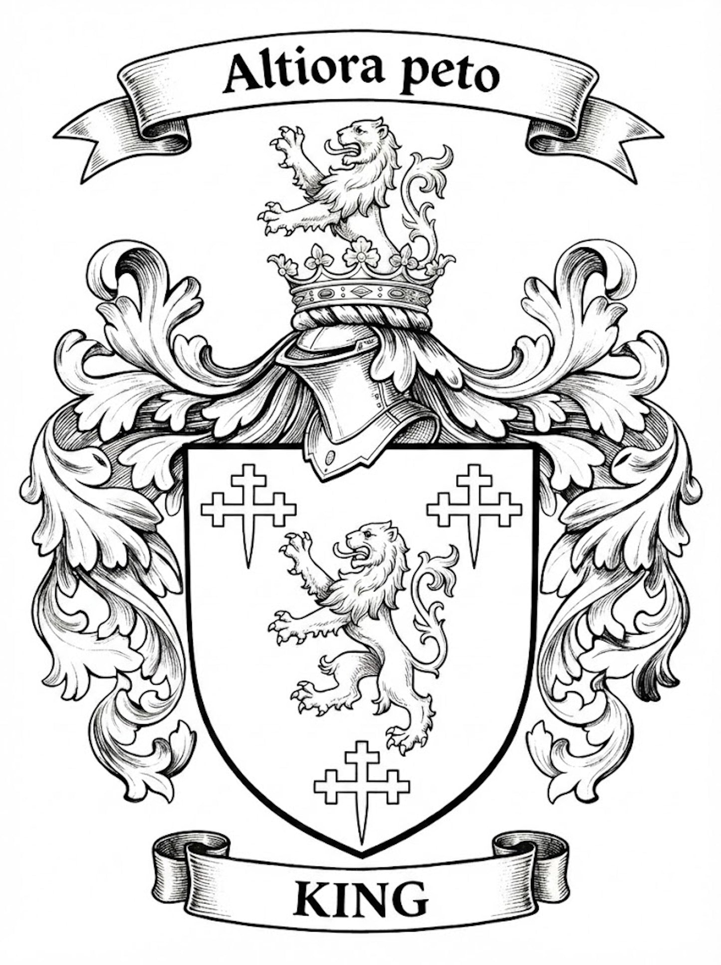 The King Family Coat of Arms digital download: Includes Color PNG, B&W PNG, and SVG vector files
