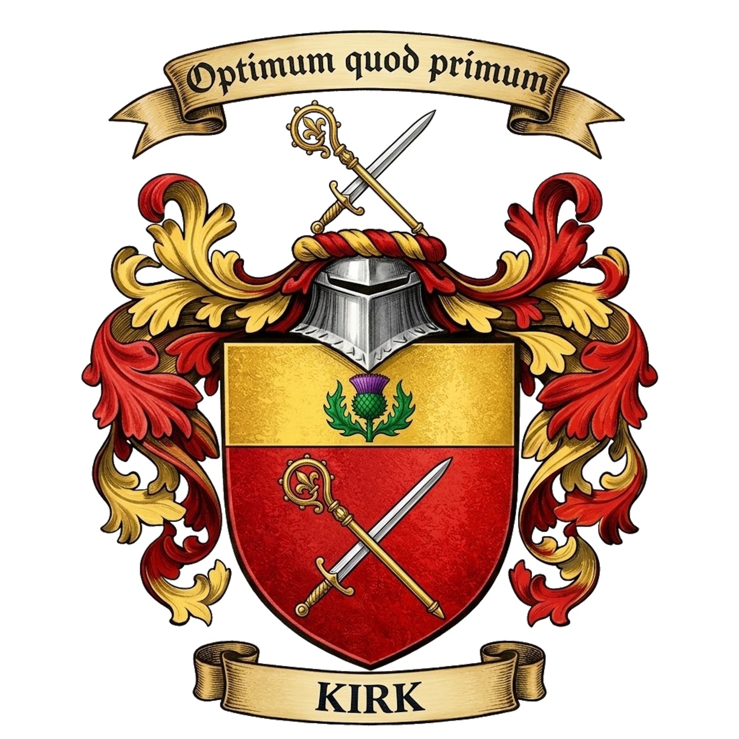 The Kirk Family Coat of Arms digital download: Includes Color PNG, B&W PNG, and SVG vector files