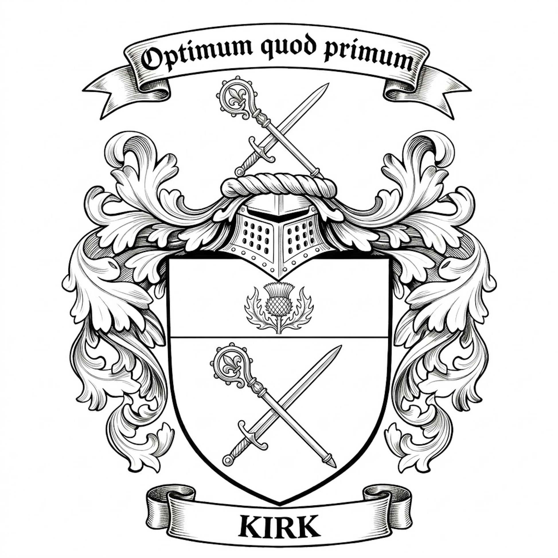 The Kirk Family Coat of Arms digital download: Includes Color PNG, B&W PNG, and SVG vector files