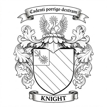 The Knight Family Coat of Arms digital download: Includes Color PNG, B&W PNG, and SVG vector files
