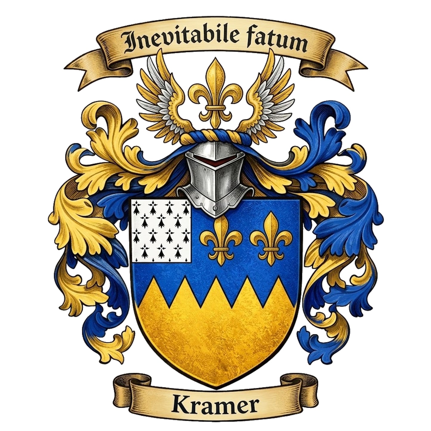 The Kramer Family Coat of Arms digital download: Includes Color PNG, B&W PNG, and SVG vector files