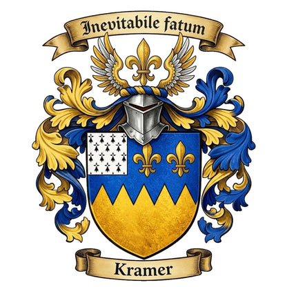 The Kramer Family Coat of Arms digital download: Includes Color PNG, B&W PNG, and SVG vector files
