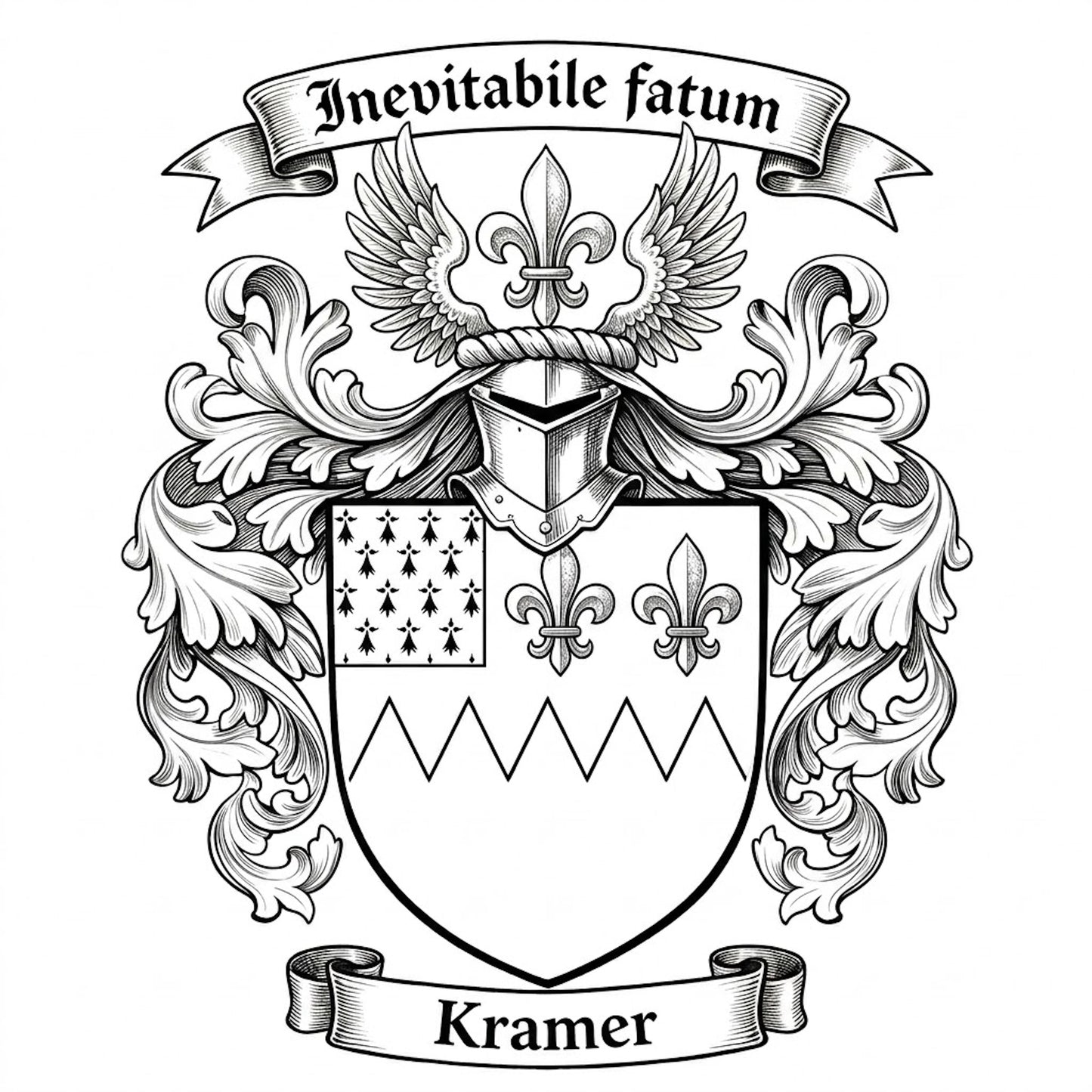 The Kramer Family Coat of Arms digital download: Includes Color PNG, B&W PNG, and SVG vector files