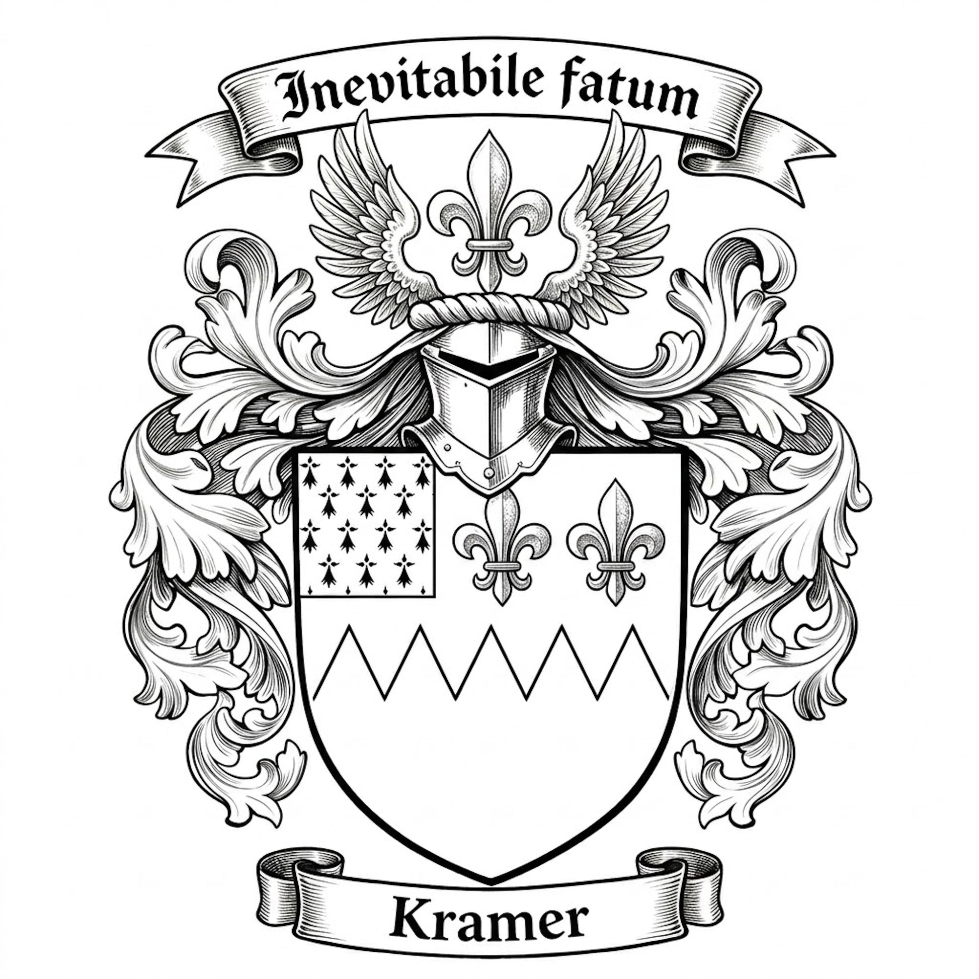 The Kramer Family Coat of Arms digital download: Includes Color PNG, B&W PNG, and SVG vector files
