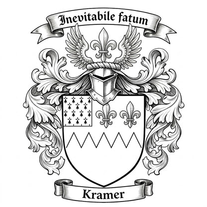 The Kramer Family Coat of Arms digital download: Includes Color PNG, B&W PNG, and SVG vector files