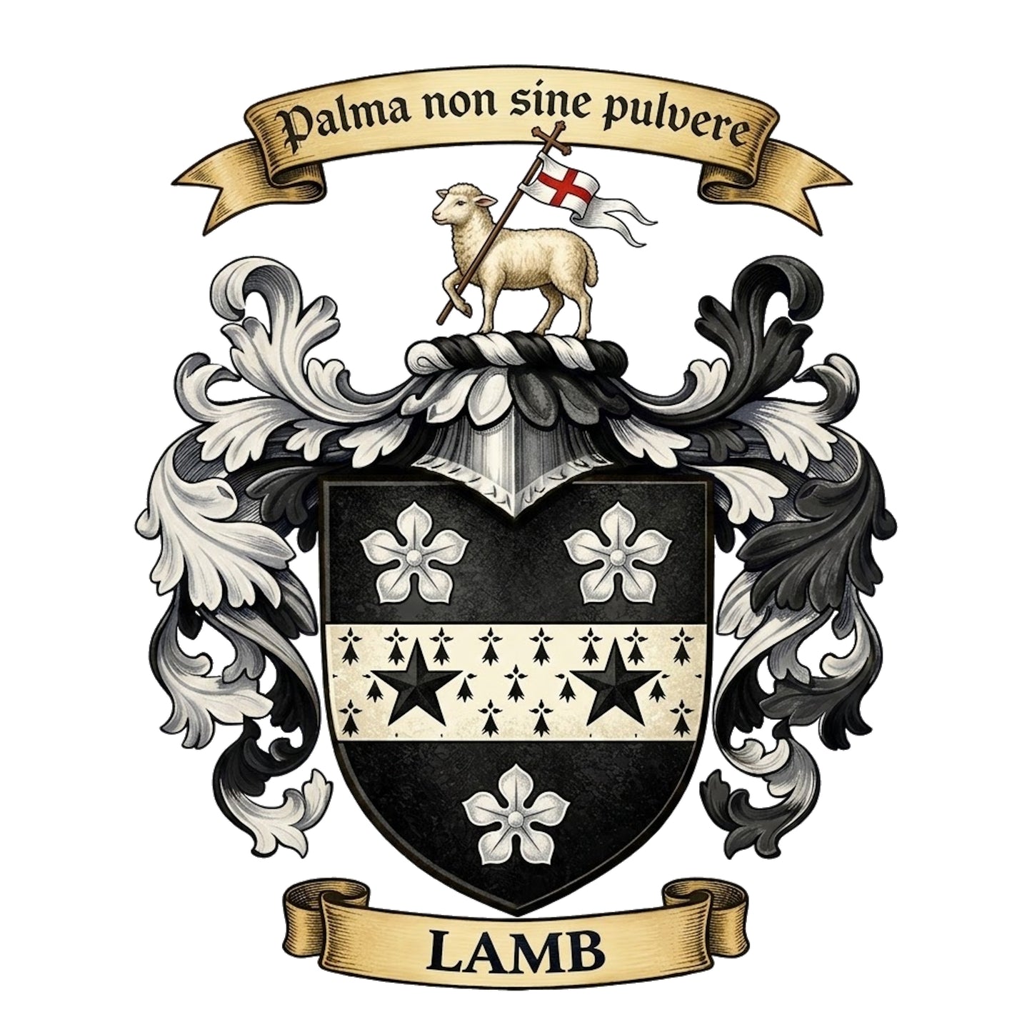 The Lamb Family Coat of Arms digital download: Includes Color PNG, B&W PNG, and SVG vector files