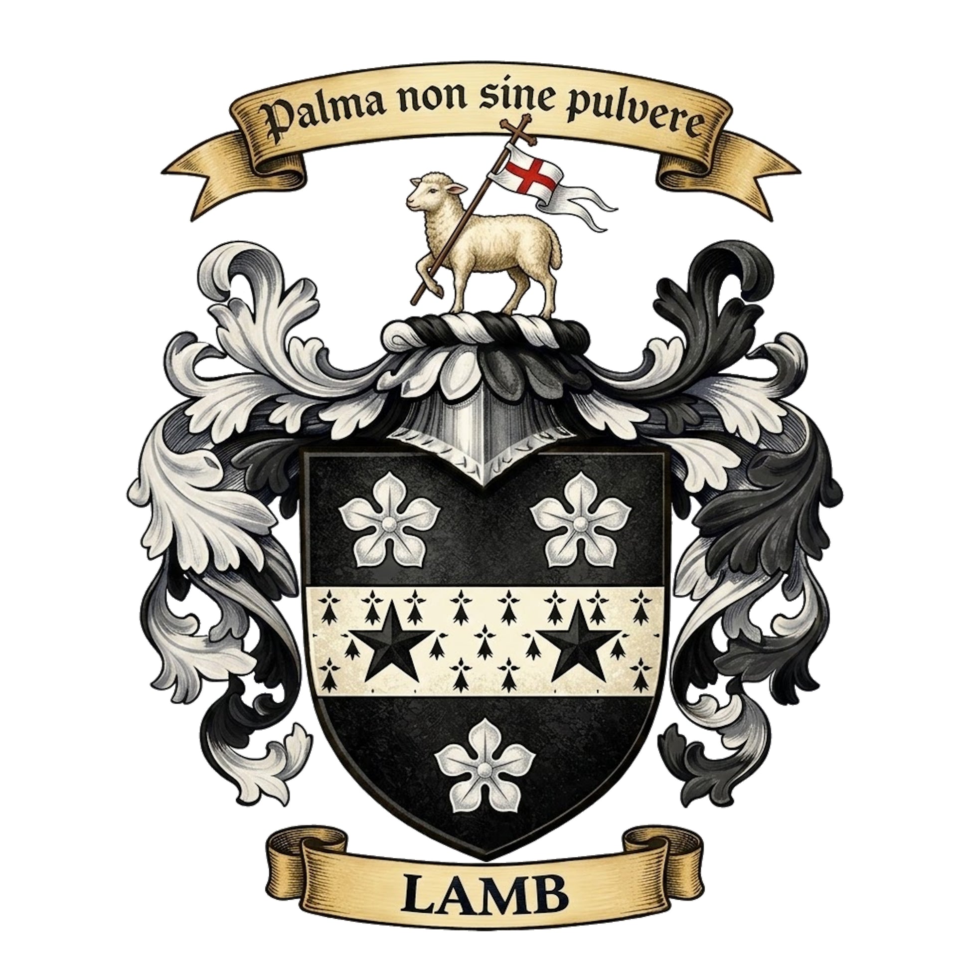 The Lamb Family Coat of Arms digital download: Includes Color PNG, B&W PNG, and SVG vector files