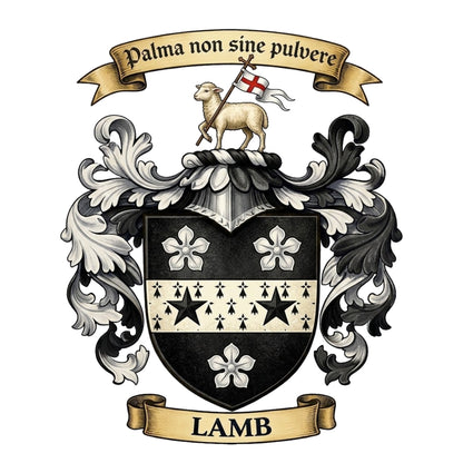 The Lamb Family Coat of Arms digital download: Includes Color PNG, B&W PNG, and SVG vector files