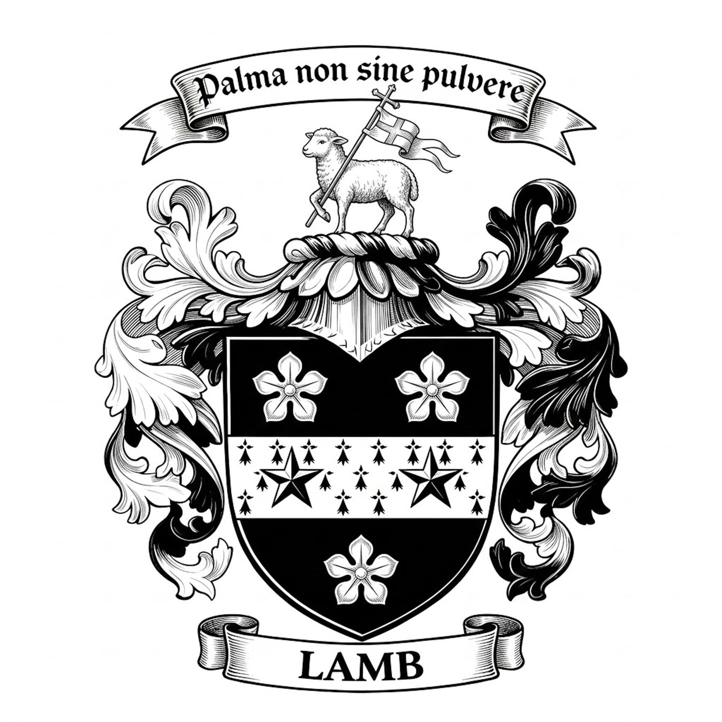 The Lamb Family Coat of Arms digital download: Includes Color PNG, B&W PNG, and SVG vector files