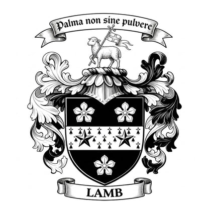The Lamb Family Coat of Arms digital download: Includes Color PNG, B&W PNG, and SVG vector files