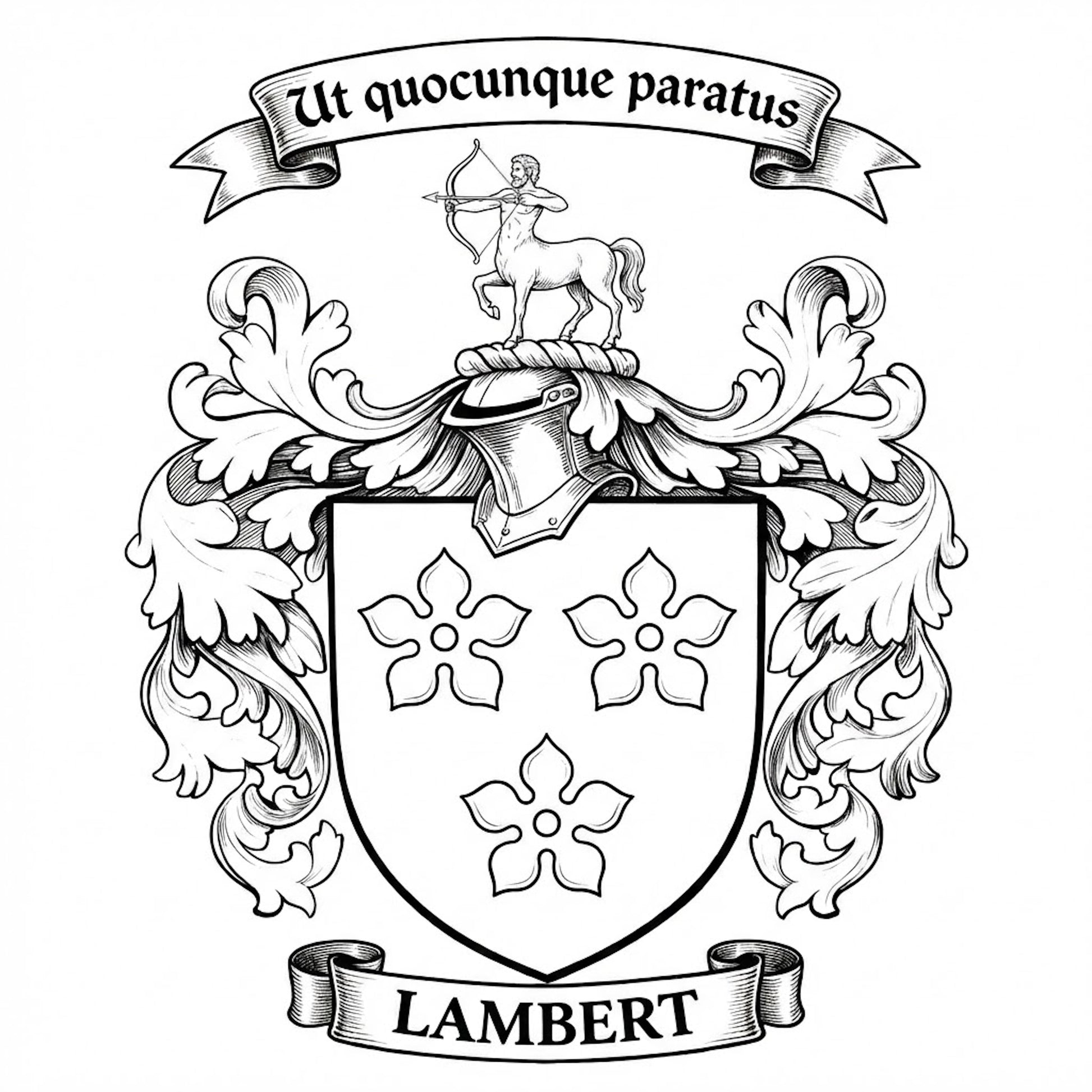 The Lambert Family Coat of Arms digital download: Includes Color PNG, B&W PNG, and SVG vector files