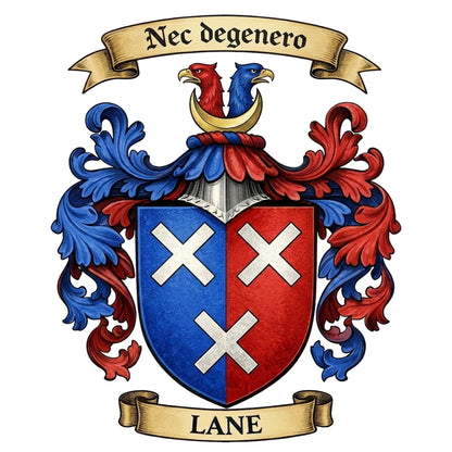 The Lane Family Coat of Arms digital download: Includes Color PNG, B&W PNG, and SVG vector files