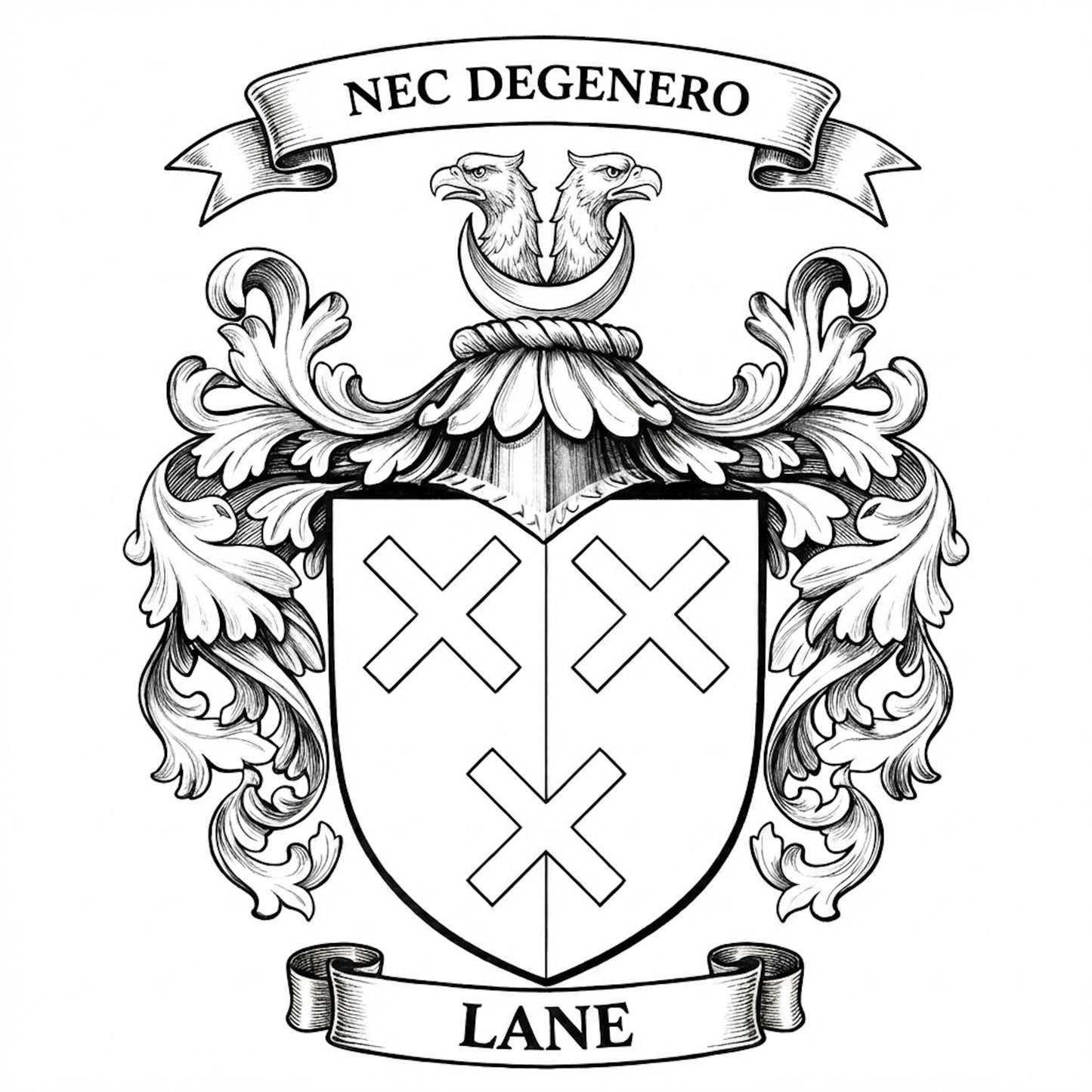 The Lane Family Coat of Arms digital download: Includes Color PNG, B&W PNG, and SVG vector files