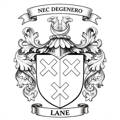 The Lane Family Coat of Arms digital download: Includes Color PNG, B&W PNG, and SVG vector files