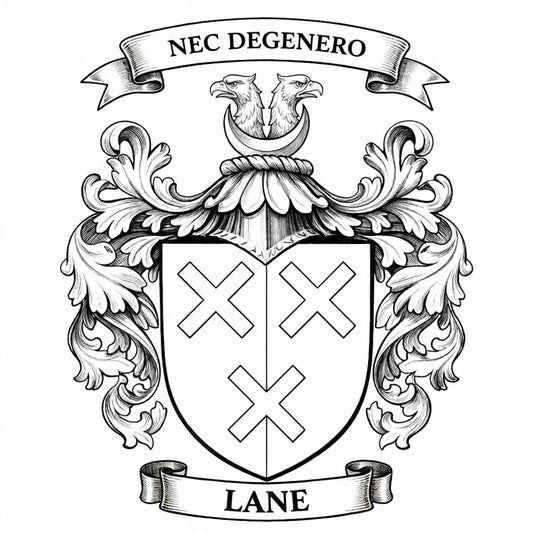 The Lane Family Coat of Arms digital download: Includes Color PNG, B&W PNG, and SVG vector files