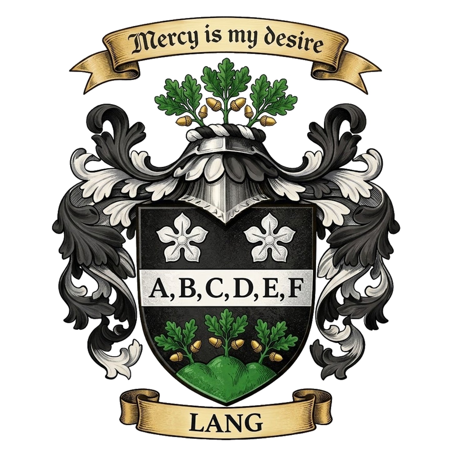 The Lang Family Coat of Arms digital download: Includes Color PNG, B&W PNG, and SVG vector files
