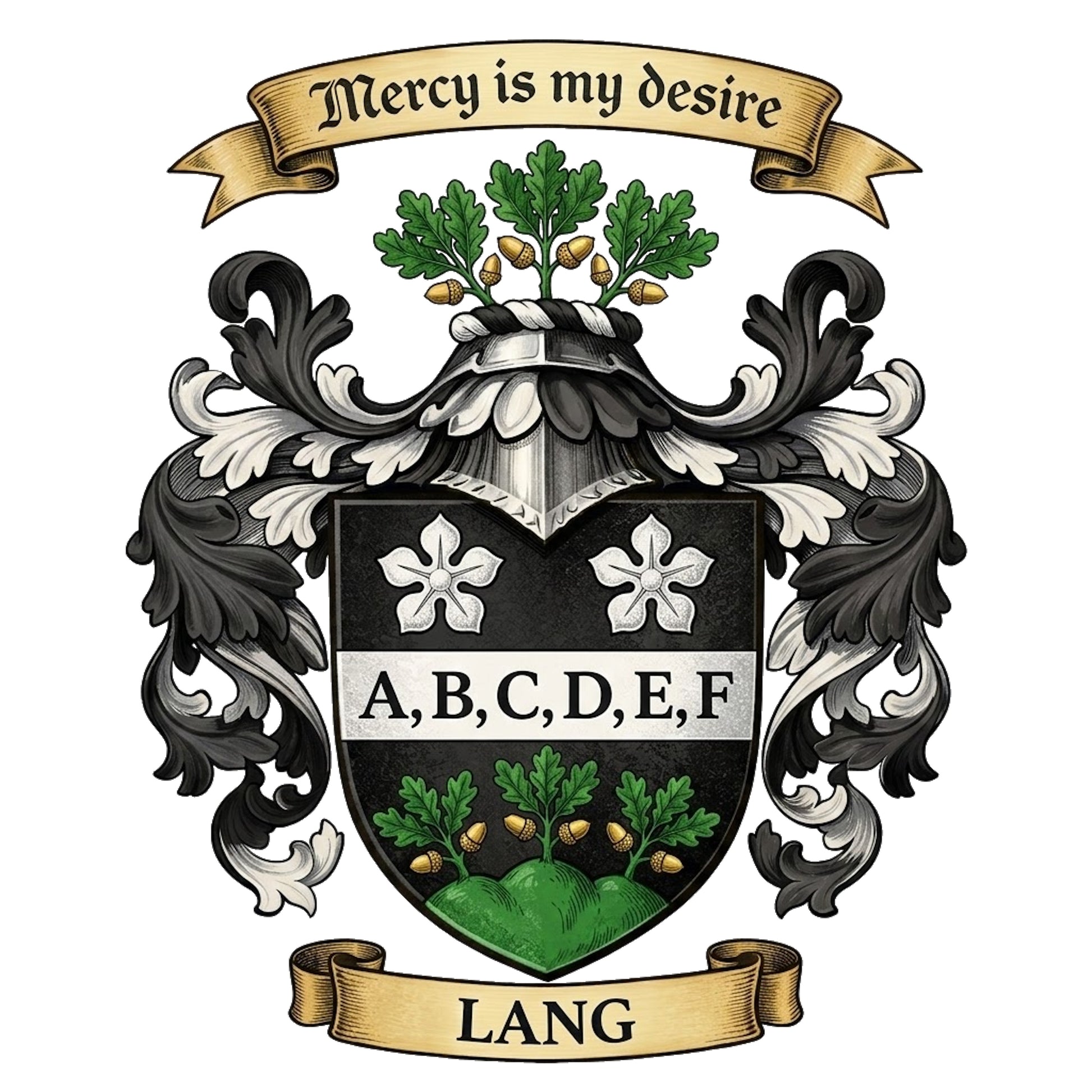 The Lang Family Coat of Arms digital download: Includes Color PNG, B&W PNG, and SVG vector files