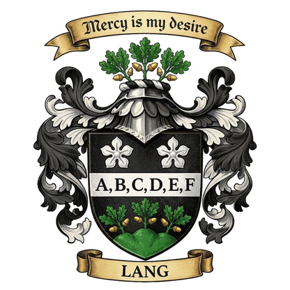 The Lang Family Coat of Arms digital download: Includes Color PNG, B&W PNG, and SVG vector files